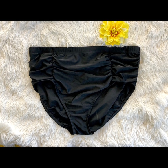 New w/tags BOUTIQUE SWIMWEAR BLACK ROUGED BOTTOMS - Picture 5 of 9